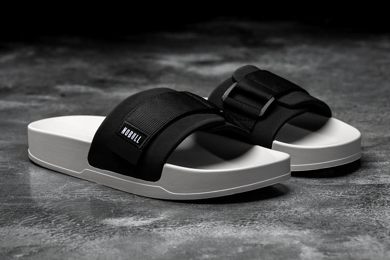 Men's Nobull Ivory Adjustable Slides Black | SG U2149Z